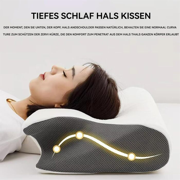 Подушка Lunava, ергономічна подушка Lunava, ортопедична ергономічна подушка, від болю та напруги в шиї, подушка для сну на боці, подушка для сну на спині, подушка для сну на животі (біла)