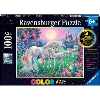 Пазл Ravensburger 13670 Єдиноріг у місячному світлі 100 елементів XXL для дітей від 6 років - світиться в темряві, дитячий пазл