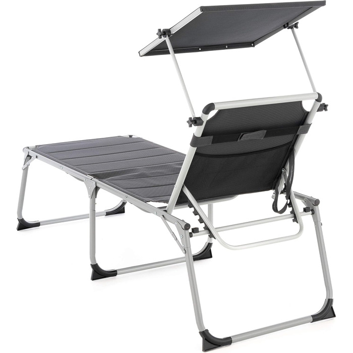 Надзвичайно високий шезлонг для літніх людей, садовий шезлонг, розкладний шезлонг садове крісло з алюмінію та текстилену колір темно-сірий