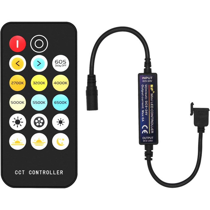 Світлодіодна стрічка PAUTIX COB CCT Теплий білий Холодний білий, 5M 3200 світлодіодів з можливістю затемнення 2700K-6500K 24V Набір світлодіодних стрічок з джерелом живлення та радіочастотним пультом дистанційного керування для спальні Кухня Телевізор Дзе