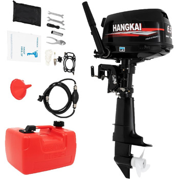 Чотиритактний підвісний мотор потужністю 6,5 к.с., потужний човновий двигун об&39ємом 123 куб.см з водяним охолодженням та системою запалювання CDI, рульове керування, безступінчаста трансмісія (CVT), 5000-6000 об/хв