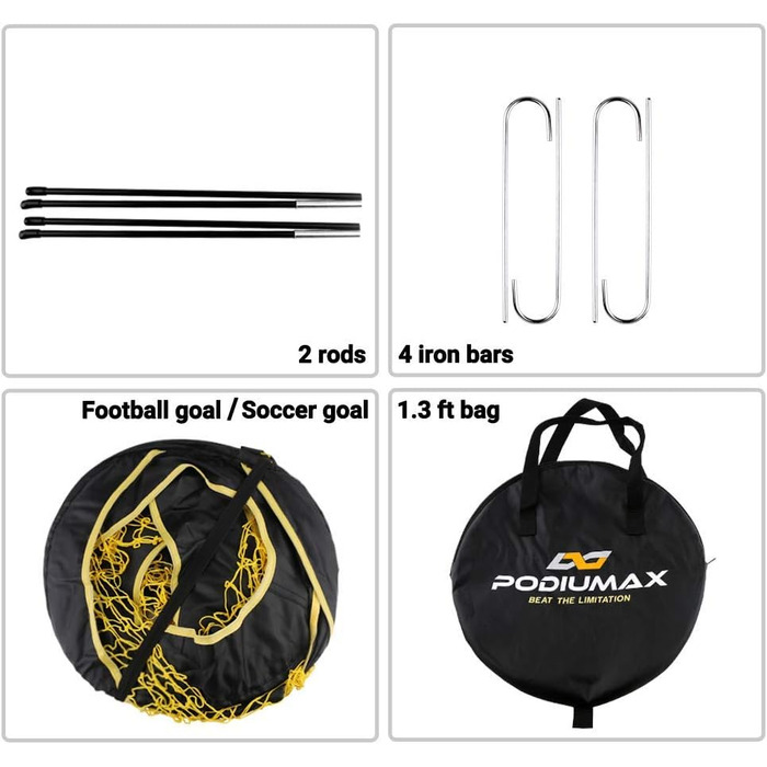 Дитячі футбольні ворота PodiuMax для саду, складні футбольні ворота 2 в 1, настінний тренажер для використання в приміщенні/на вулиці, тренажер для футбольних воріт з сумкою для перенесення, 120 * 80 * 80 см