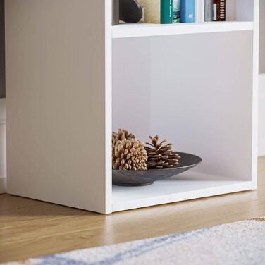 Книжкова полиця Vida Designs Oxford, 3-рівнева, кубоподібна, біла, дерев&39яна стелажна тумба для офісу, меблі для вітальні, 3 полиці, білий колір