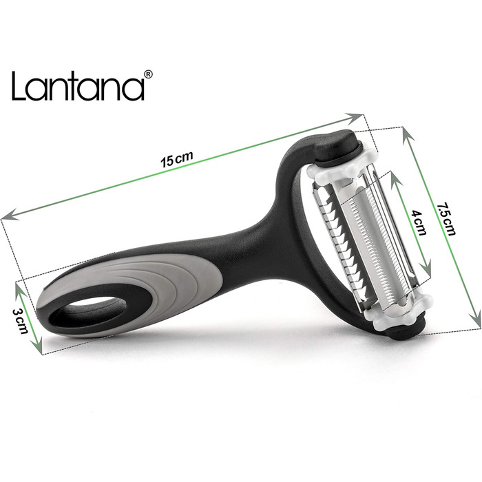 Картоплечистка Lantana 3-в-1/Мікрозубчаста очищувач для фруктів та овочів/Різак для жульєну. Овочечистка 3 в 1 для швидкого чищенн