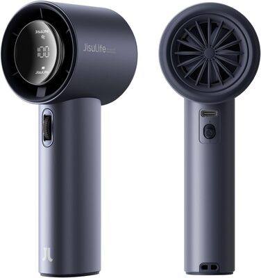 Портативний портативний вентилятор JISULIFE, регульована швидкість (1-100), міні-вентилятор Turbo, акумуляторна батарея 3600 мАг, цифровий дисплей, для жінок, чоловіків, подорожей/кемпінгів/на природі синій