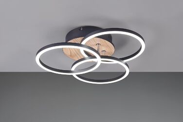 Стеля LED-світильник Reality Circle R62823135, матовий чорний метал та імітація дерева, 27 Вт, з пультом, димером, зміною кольорів та нічним світлом