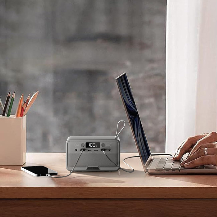 Кемпінгова електростанція Revolt Powerstation Електрична станція та сонячний генератор потужністю 89,6 Втгод, 230 вольт, 100 Вт (літій-літій-полімерний акумулятор, з виходом 12 вольт, ноутбук)