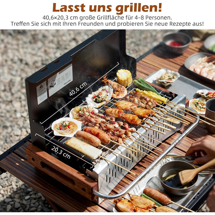 Вугільний гриль Naturehike, складний гриль 50,2 x 32,8 x 33,5 см, портативний, мобільний, для кемпінгу, настільний, для барбекю, гриль-валіза для зовнішнього використання, настільний, для саду, чорний