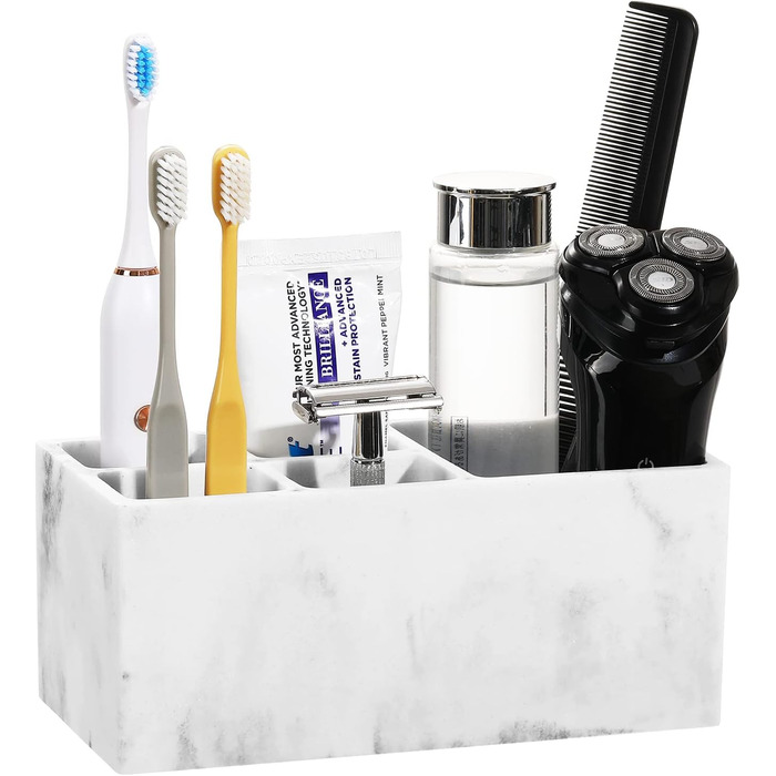 Тримач для зубних щіток із смоли Luxspire, 5 відділень для зубних щіток Ручна робота Тримач для електричної зубної щітки Зубна пас