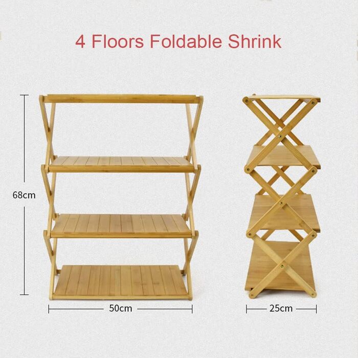 Портативна складна кемпінгова полиця з бамбуковою стільницею, вулична складна шафа для кемпінгу, кухні, телескопічна полиця з 4 рівнями, для грилю на свіжому повітрі, 4 яруси