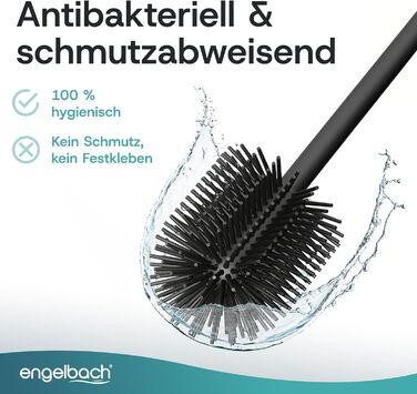Чорна силіконова щітка для унітазу Engelbach з ручкою та тримачем з нержавіючої сталі Антибактеріальний дизайн Сучасний тримач для щітки для унітазу