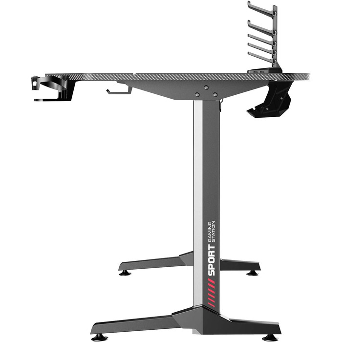 Ігровий стіл Т-подібної форми, великий ігровий комп&39ютерний стіл, робочий стіл з килимком для миші, підставкою для склянок та гачком для навушників, 160x70x75 см, чорний BHEU-NE-1675