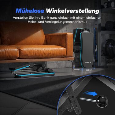 Складана силова лава MERACH, вантажопідйомність 450 кг, багатофункціональна тренувальна лава з 72 положеннями регулювання, регульований кут нахилу для тренувань усього тіла, домашня фітнес-лава, чорна