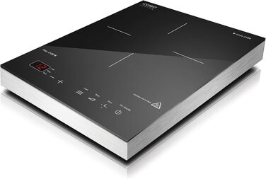 Індукційна варильна поверхня CASO S-Line 2100 мобільна, переможець тесту, точний SmartControl 60-240C, таймер до 180 хв., каструлі до 24 см, 2100 Вт, склокераміка, нержавіюча сталь, чорний одинарний індукційний одинарний