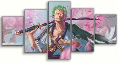 Загальний аніме Zoro Canvas Poster з 5 предметів Настінне мистецтво Декор Принт, Мисливець на піратів, для вітальні, спальні, Прикраса без рами 60x32 дюймів (Без рами 60x32 дюйма (150x80 см), стиль B)