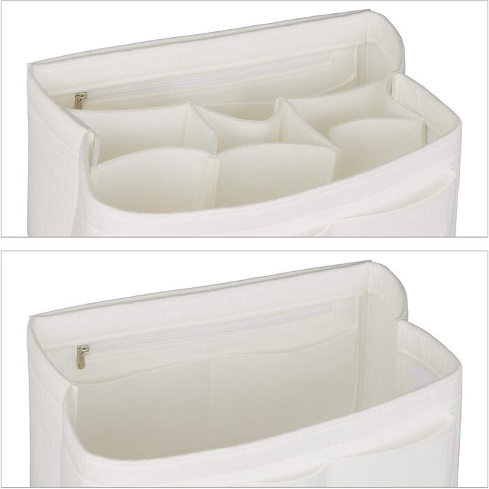 Сумка-органайзер Relaxdays bag, фетр, багато відділень, знімна перегородка, органайзер для сумочки, розмір M, білий