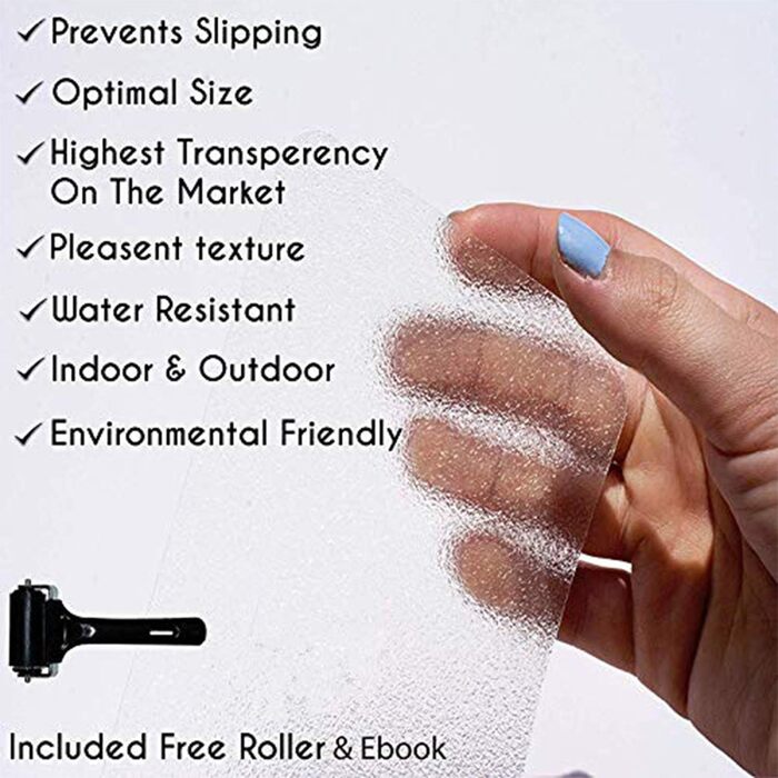 Набір протиковзких смуг для сходів Queta, протиковзкі килимки для сходів, прозорі протиковзкі смуги для сходів, 15 рулонів прозорих протиковзких смуг з монтажним роликом (15 x 80 см)