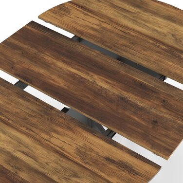 Розкладний круглий обідній стіл ALIX 4-8 персон на ніжці-павутині чорного кольору зі стільницею з темного дерева Hawkins 110-150 см