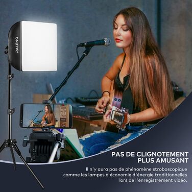 Софтбокс RALENO PS075, набір фотостудії Led Softbox потужністю 50 Вт, фотосвітильник 40x40 см з лампочкою 5500K і штативом, фотолампа для портретної зйомки, потокової передачі ігор, відеозйомки YouTube Модель PS075