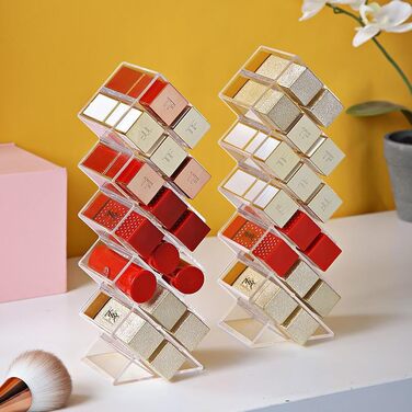 Секційний акриловий органайзер для зберігання помади, органайзер для блисків для губ, тримач для помади, органайзер для макіяжу, тримач для помади для туалетного столика у ванній кімнаті, 2-