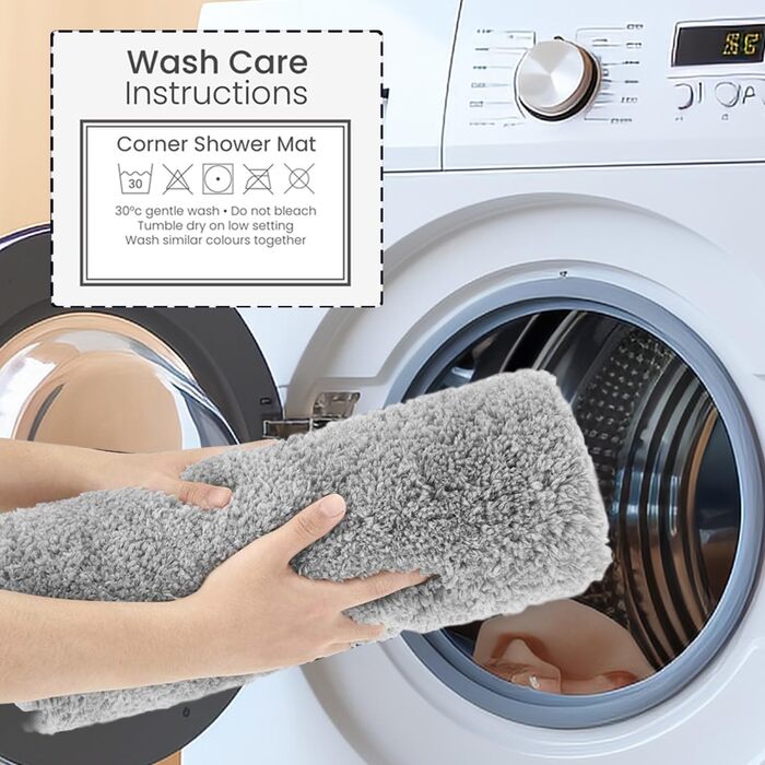 Кутовий килимок для душу Funvalley Surperfect L-подібний килимок для ванни з мікрофібри Надзвичайно мякий, ультрапоглинаючий та нековзний Підходить для кутових душових кабін Внутрішні розміри 80x80 см Ідеально підходить для підлоги у ванній кімнаті