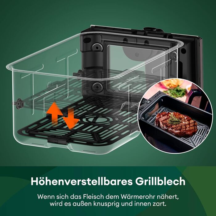 Двозонна фритюрниця CHEFREE з оглядовим вікном, подвійна фритюрниця ємністю 8 л XL, світлодіодний сенсорний екран, антипригарне покриття, 8-в-1, розумна функція та функція таймера, кошики, безпечні для посудомийної машини, чорний, AFW20