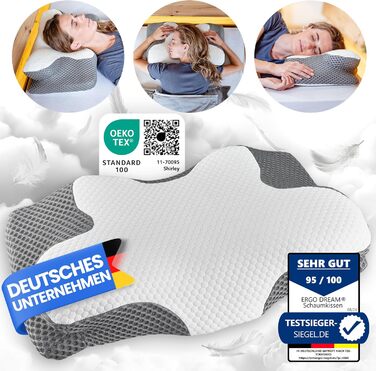 Ортопедична подушка для шиї подушка з піни з ефектом пам&39яті для сну на спині та на боці, ергономічна подушка для полегшення болю в шиї, дихаюча та сертифікована Oeko-TEX