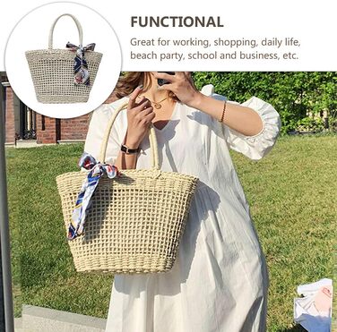 Модна плетена сумочка, ткана сумка, багатофункціональна сумка, дорожня сумка для жінок Бежевий, 1 шт.