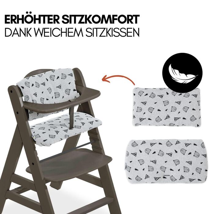 Дитячий дерев'яний стільчик для годування від народження з функцією нахилу - додаткове плоске кріплення для новонароджених та баво