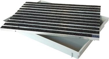 Килимок для дверей ACO 600x400 мм, ребристий, антрацитовий, з піддоном Vario Light, скребком для взуття, килимок для дверей