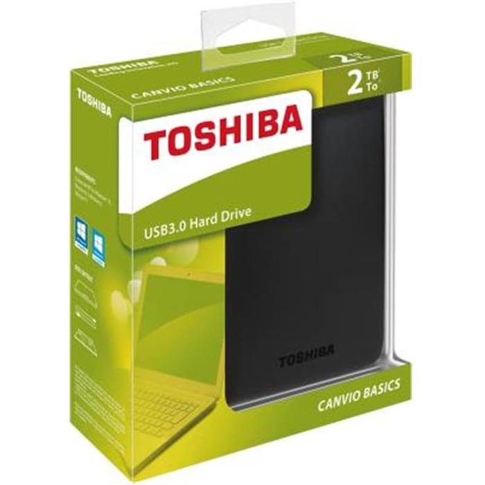 Мобільний жорсткий диск Toshiba Canvio Basics 2 ТБ (6,4 см (2,5 дюйма), USB 3.0) чорний 2 ТБ Версія 2016 року