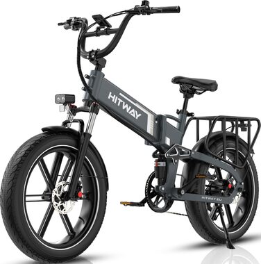 Електричний велосипед HITWAY E Bike BK10S PRO, 48V 720Wh 250W, запас ходу 70-120 км, 20&39 * 4.0 Fat Shies, керування за допомогою застосунку, 7 швидкостей, водонепроникний педальний велосипед IP54, 48V 15Ah, сірий