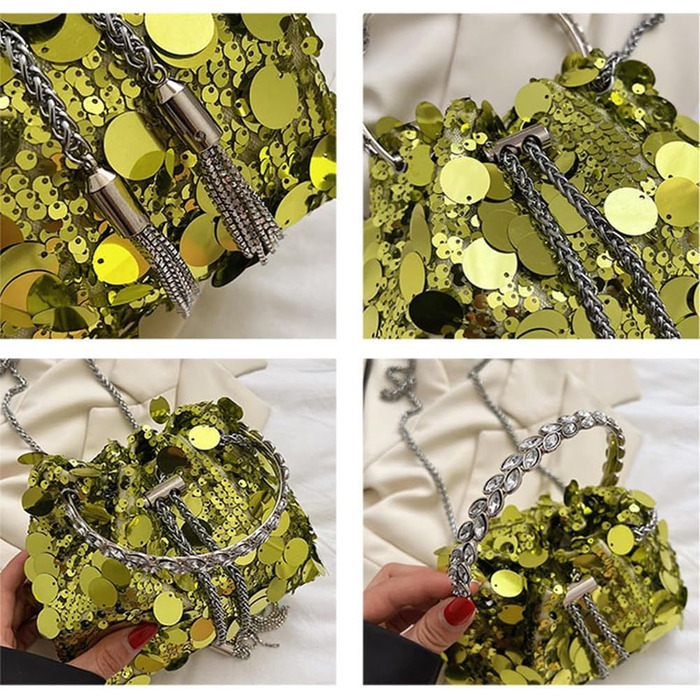 Жіноча сумочка-клатч з паєтками, елегантна вечірня сумочка на ланцюжку. Маленька крос-боді сумка для вечірки, весілля або повсякденного використання. Чорний колір.