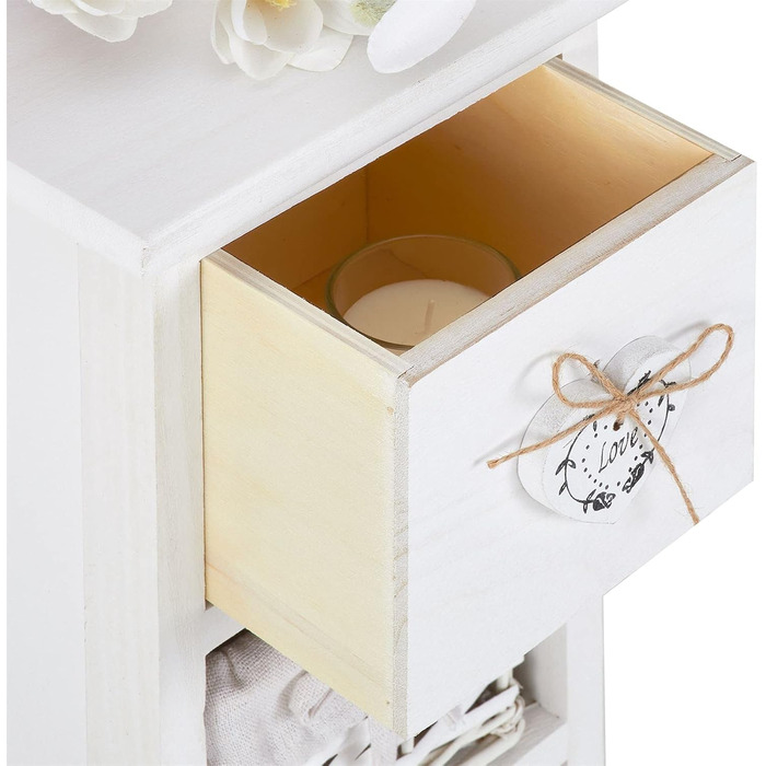 Комод CARO Furniture Flower, окремостояча полиця білого кольору з 1 шухлядою та 3 кошиками