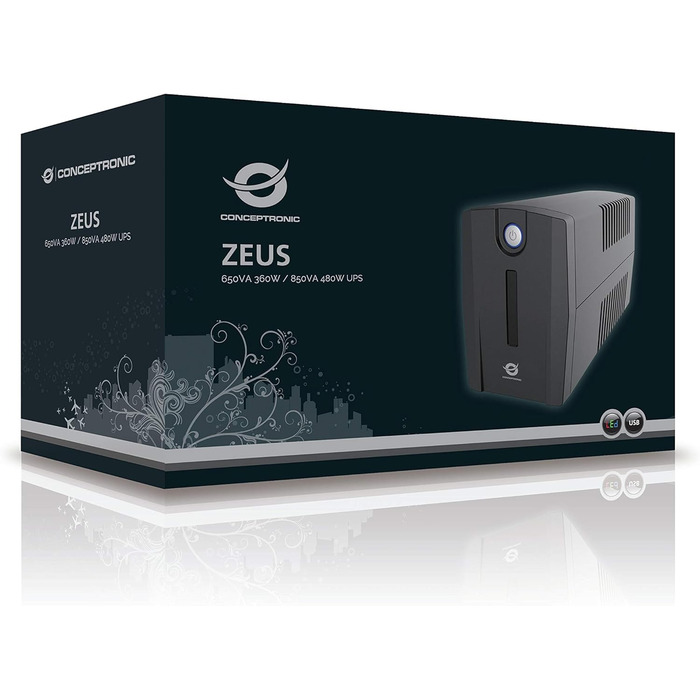 ДБЖ Conceptronic ZEUS04EM 2200 ВА 1320 Вт, (650 ВА / 360 Вт, 2 роз'єми Schuko)