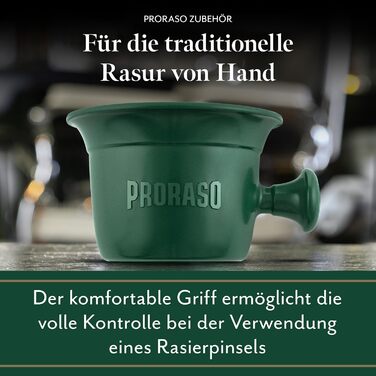 Професійна кружка для гоління Proraso, чаша для гоління з ручкою, об&39ємом 300 мл, традиційна мильниця для крему для гоління, класично-зелений колір, зроблено в Італії