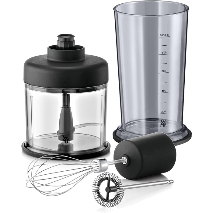 Набір ручних блендерів WMF Lineo 5 шт. , ручний блендер, віночок, піноутворювач молока, подрібнювач, 700 Вт, чарівна паличка, включаючи глечик для блендера 1 л, матова нержавіюча паличка з нержавіючої сталі 4-в-1 набір одинарний