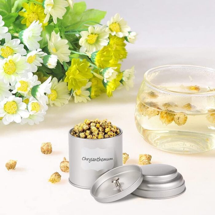 Маленьких чайних банок з герметичними подвійними кришками, міні-банки та маленькі круглі кухонні баночки для чаю (срібні), 6