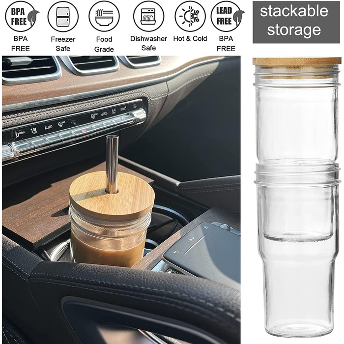 Чашки для бульбашкового чаю ALINK 2 упаковки 650 мл, багаторазова чашка для смузі, дорожня пляшка Boba Cup, окуляри Highball, скля