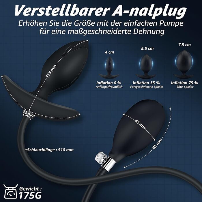 Фалоімітатор Defomy надувний, зі сталевими кульками та магнітною системою, регульований