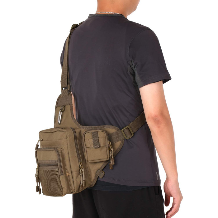 Рибальська сумка Lixada з відділеннями, багатофункціональна, водонепроникна, 32 x 39 x 12 см хакі