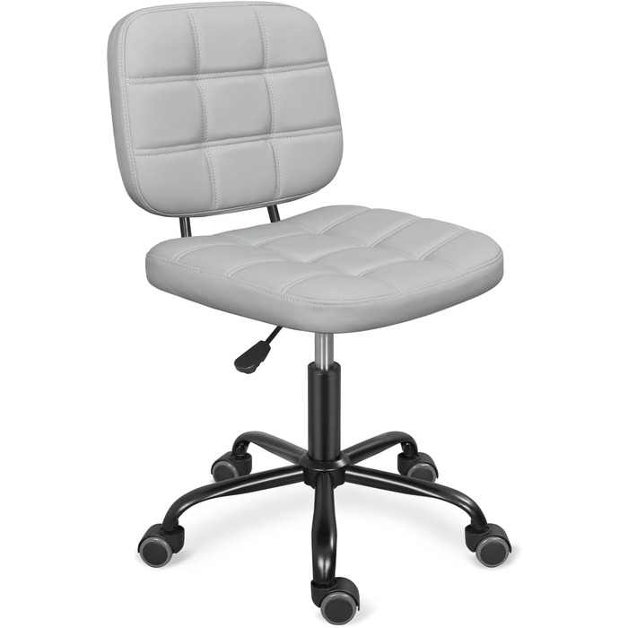 Офісне крісло Leader Accessories, регульоване по висоті офісне крісло, ергономічне поворотне крісло без підлокітників, крісло для домашнього офісу із середньою спинкою, поворотне офісне крісло, вантажопідйомність до 120 кг, світло-сіре, 86 x 55 см