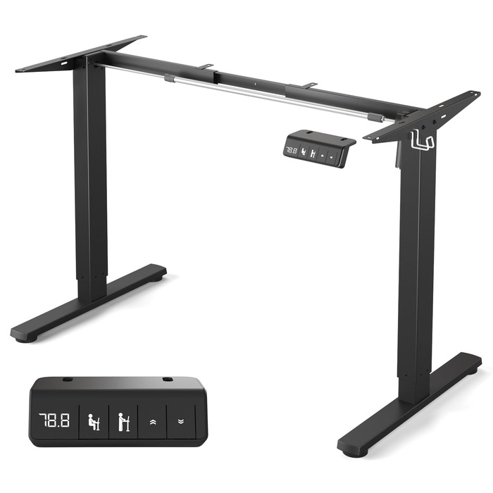 Електрична регульована по висоті рама столу, регульована по висоті рама столу з потужним двигуном, пам&39яттю положення та функцією запобігання зіткненням, 1 двигун, чорний колір
