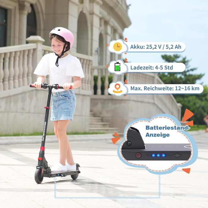 Дитячий електросамокат RCB R15 (8-12-16 років) - до 20 км/год, максимальний запас ходу 16 км, складний електросамокат для дітей, подарунок для підлітків, чорно-синій