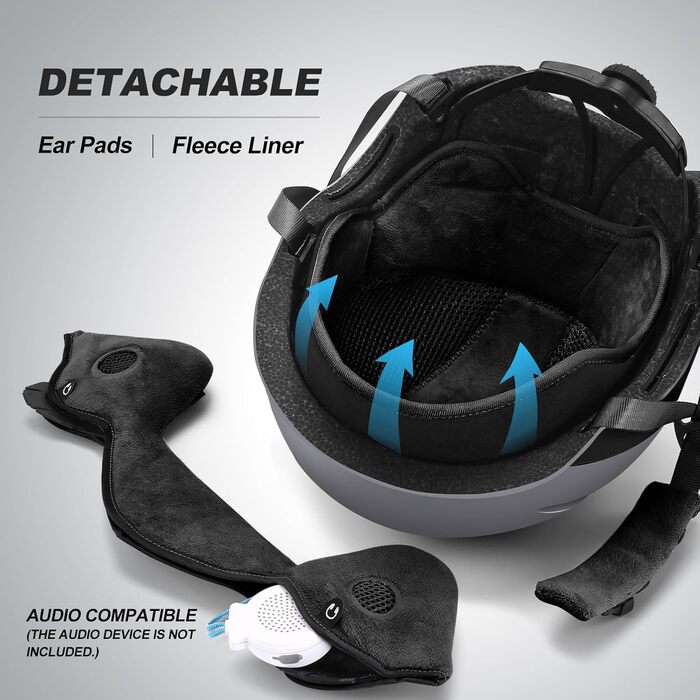 Комплект лижного шолома та окулярів Odoland, шолом для сноуборду та окуляри для сноуборду для жінок, чоловіків та дітей, лижні окуляри із захистом від ультрафіолету 400, стійкі до вітру, окуляри для сноуборду для катання на лижах та альпінізму, розмір L (