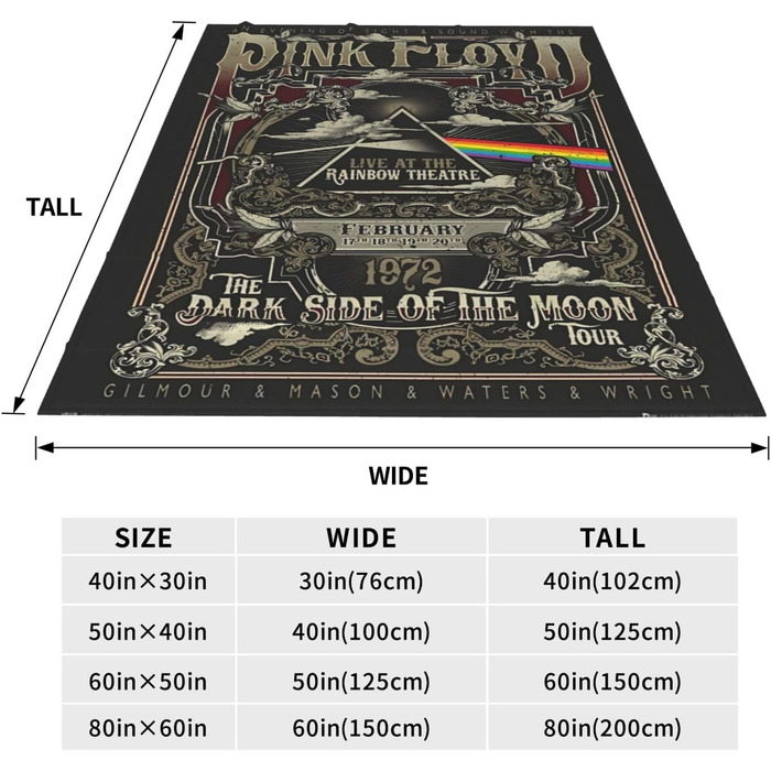 Флісова ковдра Pink Rainbow Floyd, легка, ультрам&39яка ковдра з мікрофібри для дивана, кушетки, ліжка, кемпінгу, подорожей суперм&39яка, затишна ковдра з мікрофібри, 203,2 x 152,4 см (як на фото 80&39x60&39)