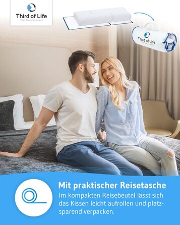 Подушка Third of Life HADAR 40x80 см, регульована по висоті, високоякісна піна з ефектом пам&39яті для підтримки шийного відділу хребта, подушка для підтримки шиї з терморегулюючим чохлом, ергономічна подушка для шийного відділу хребта, підходить для чохл