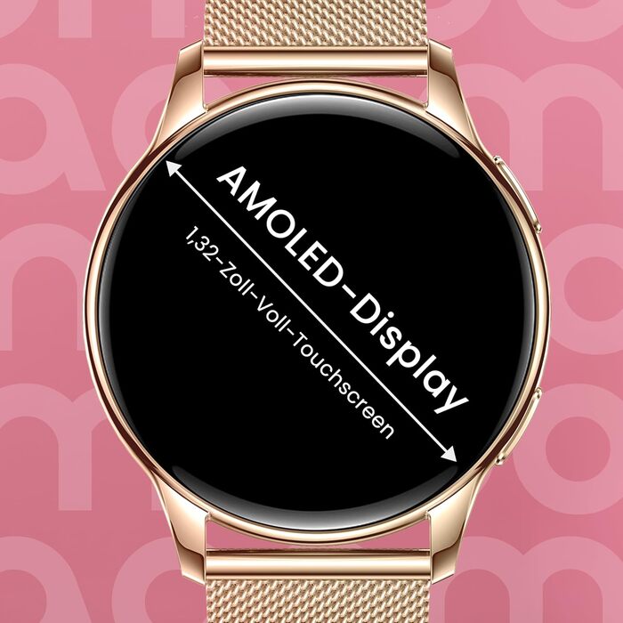 Розумний годинник maoo Ventura для жінок із функцією дзвінків, 1,32-дюймовий AMOLED-дисплей, монітор серцевого ритму, SpO, монітор артеріального тиску, понад 100 спортивних режимів, водонепроникність IP67, 5 ремінців рожевого золота