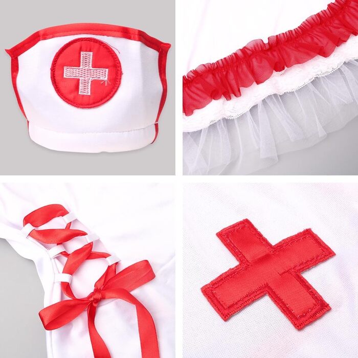 Жіночий костюм медсестри Funlure для рольових ігор, білий, з регульованими бретелями, універсальний розмір