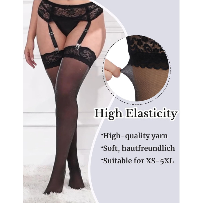 Жіночі блискучі панчохи comeondear, без підв’язок, розмір 3XL–5XL